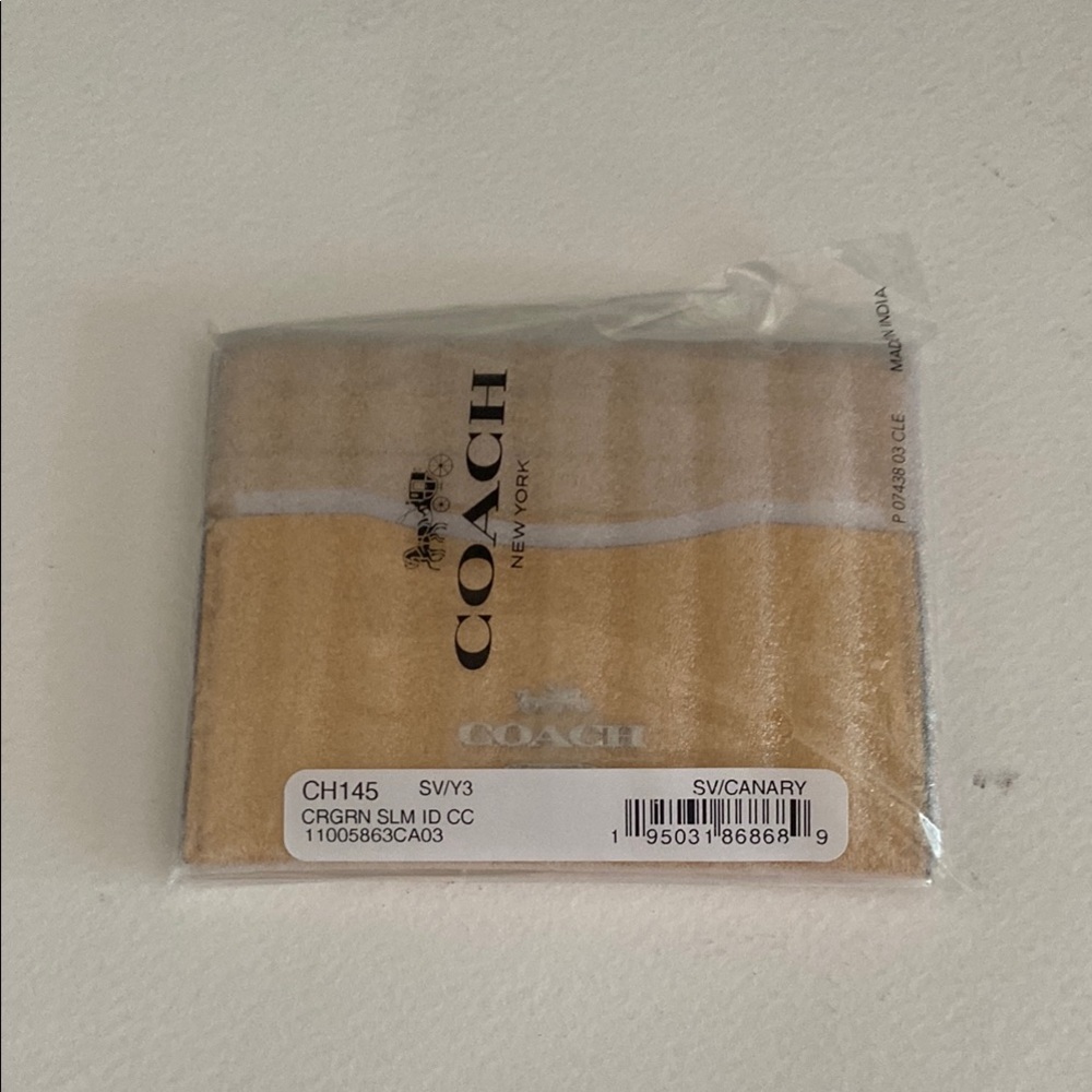 Authentic Coach Leather Yellow Card Case
